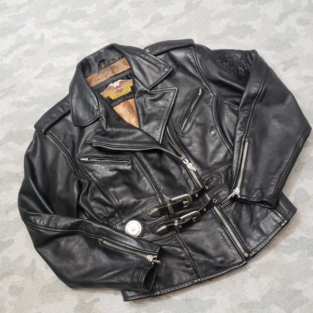 Harley-Davidson Black Leather Biker Jacket - Picture 2 of 15